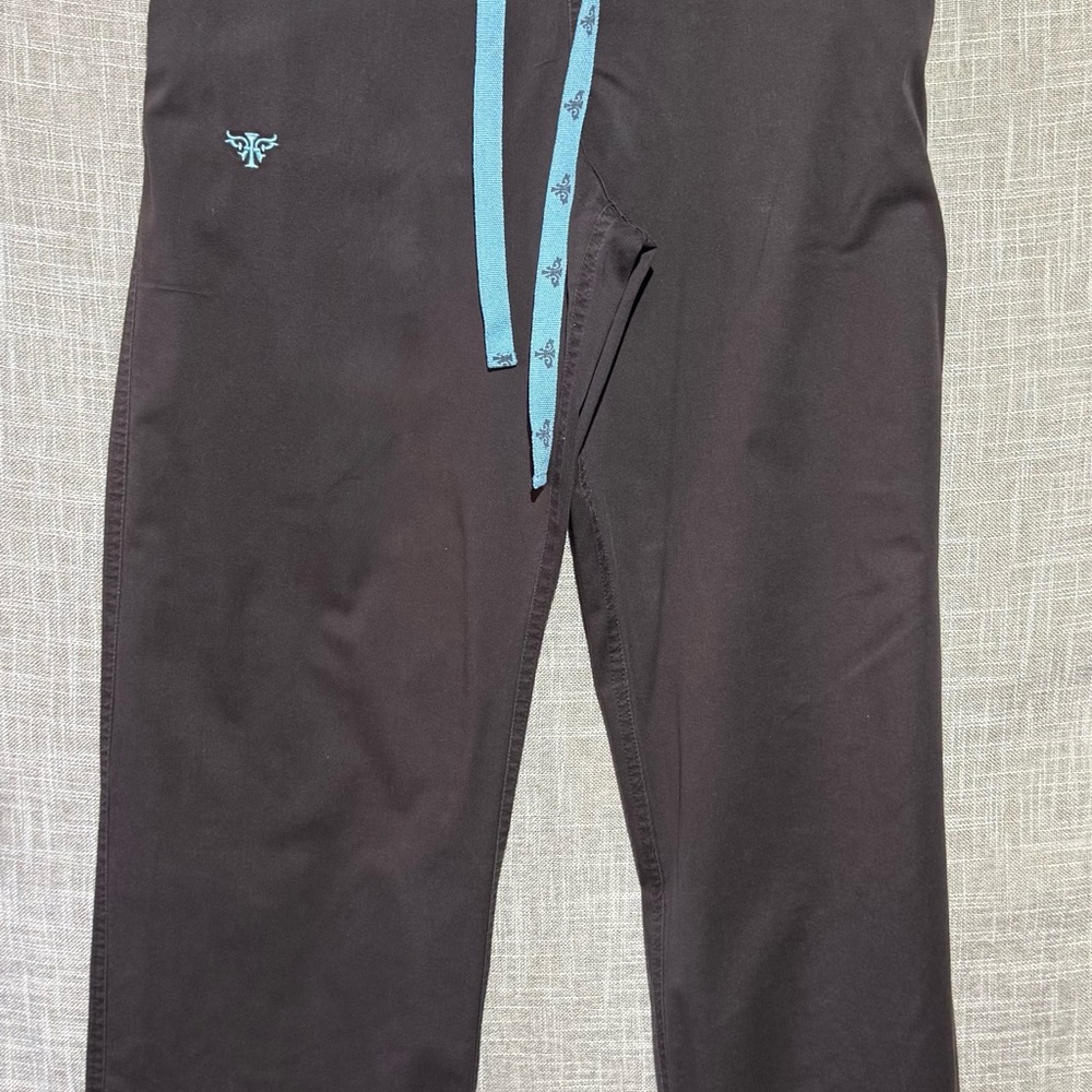 Med Couture Black Pants with Teal Accents